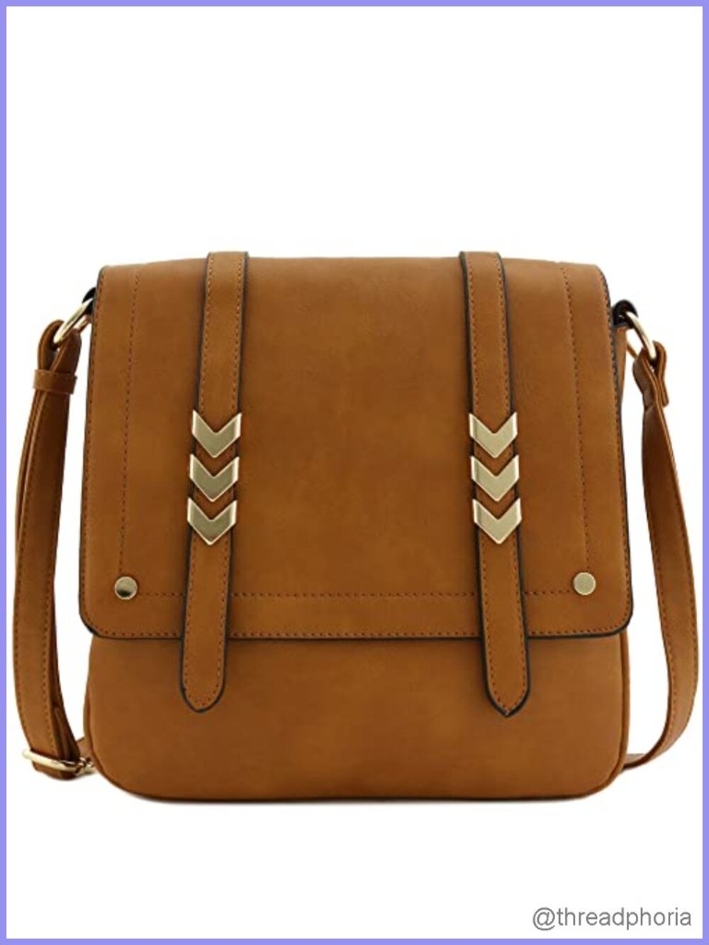 Faux Leather Double Compartment Large Flapover Crossbody Bag